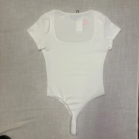 Cider Women’s XL White Thong Bodysuit NWT Ribbed Snap Crotch Summer Sexy - Picture 6 of 9